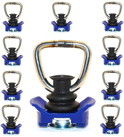Heavy Duty 10 x Single-Fitting -1340 daN/kg Endbeschlag für Airlineschine und Zurrschienen für PKW, Motorrad, Anhänger oder Wohnmobil oder Sportbereich (Blau)