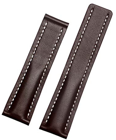 SOMKB Uhrenarmband aus echtem Leder für Breitling-Uhrenarmband, Rindslederarmband mit Faltschließe, 22 mm, 24 mm, 22 mm, Achat