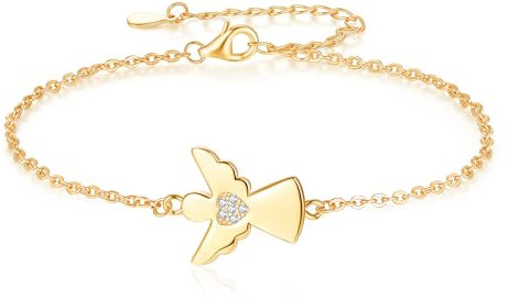 Jrêveinfini Schutzengel Armband Damen Mädchen Kinder Silber 925, Engel Taufe Armband Kommunion Tochter Mama, Glücksbringer Konfirmation Gold Firmung Geschenke Geburtstag Frauen Mädchen