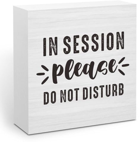 In Session Sign Therapists Home Office Decor Wooden Box Sign, Rustic Decorative Do Not Disturb Door Hanger Sign Wood Plaque Farmhouse Out of Office Sign Wood Table Sign Desk Meeting Room 5 * 5 inch