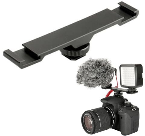 Hezhou Doppia staffa di montaggio per artiglio freddo Staffa Flash Montaggio Hot Shoe Fotocamere Doppio Supporto Flash Staffa Scarpa Fredda Caldo Prolunga per Treppiede Luce LED Microfono (M)