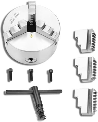 Portabrocas de torno, Portabrocas de torno autocentrante de 3 mordazas K11‑125 de 5 pulgadas Portabrocas de torneado de madera de 125 mm de diámetro