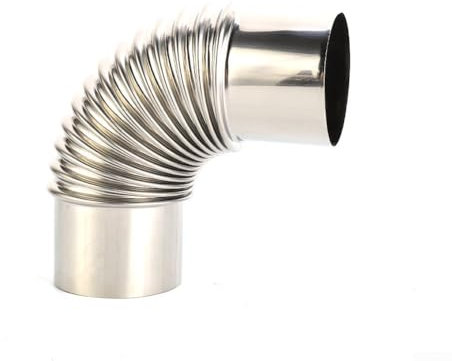 Zilimontt Tubo per canna fumaria a gomito in acciaio inossidabile a 90 gradi, tubo flessibile per stufe a legna, resistente al calore (80 mm)