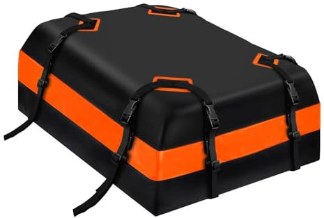 ymtiolze Coffre de Toit,Car Rooftop Cargo,21 Pieds Cubes pour Toutes Les Voitures avec/sans Porte-Bagages, 1 Tapis antidérapant, 4 Crochets de Porte, Serrure à Bagages Noir