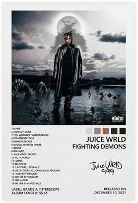 LLINJR Juice Wrld Poster (3) Canvas Poster Bedroom Decor Landscape Office Room Decor Gift 08x12inch(20x30cm)