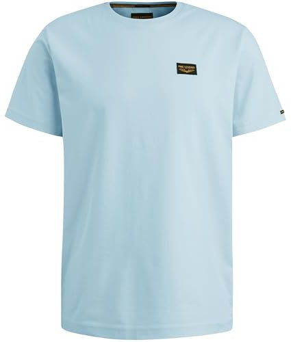 PME Legend Herren Rundhals T-Shirt Cold DYE Regular Fit Schwarz Weiss Grün Blau, Größe:M, Farbe:5326 Airy Blue