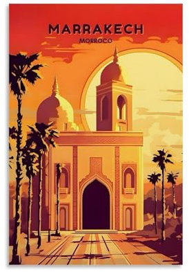 ouweri Vintage Reiseposter Marrakesch Morroco Leinwanddruck Poster Home Decor Modern Decor 20x30cm