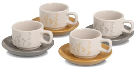 Zeller 26539 Espresso-Set Flowers, 8-tlg., Steingut