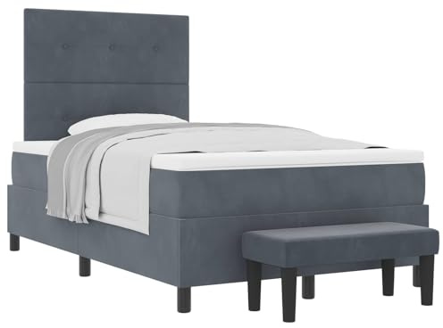 vidaXL Boxspringbett mit Kopfteil Dunkelgrau 190 x 120 cm Samt
