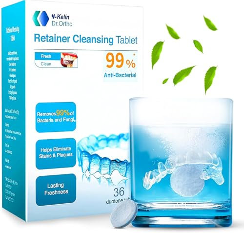 Retainer Cleaning Tablets - 36 Tablets | Retainer Fresh Tablets for Aligners, Braces, Mouth Guards Clean, Dentures Cleaner | Retainer Brite Aligner Cleaner & Dental Cleansing Care Tablet