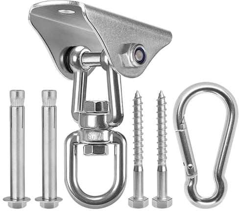 DesertBoy Heavy Duty Swing Hangers Stainless Steel 360° Rotate Hammock Chair Hanging Kit 450KG Capacity,Suspension Hooks with Bolt for Wood/Concrete Yoga Rope/Aerial Hoop/Punching Bag