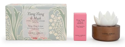 Laura Ashley Duftblume Raumduft Diffuser (10ml) | Ylang Ylang & Musk | Dekorative Blume in Glasvase | Edle Geschenkidee in Design-Box