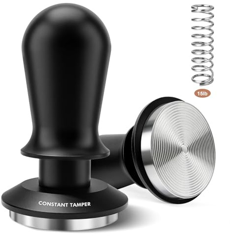 PHILORN 58mm Coffee Tamper, Espresso Spring Loaded Tamper with Ripple Base | Coffee Hand Tampers fit 58mm Portafilter, for Home and Office, Stainless Steel Espresso Tamper for Barista Machines