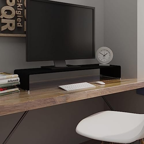 Black s TV Stand 100x30x13 cm Universal TV Mount for TV Laptop & Gaming Devices Tempered s Enhanced Viewing Experience Stylish Home Decor