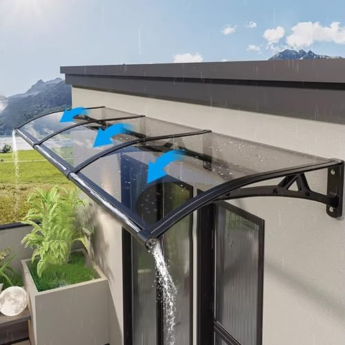 Auvent de Porte et Fenêtres Incurvé,Auvent Voûté d'Entrée,Terrasse Toit Abri Protection UV Contre La Pluie et Neige,Toit Marquise en Polycarbonate,pour Jardin,Restaurant (80x160cm)