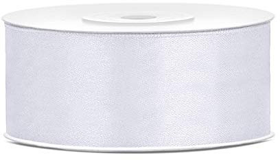 DaLoKu Satinband 6/12/25/38/50/100mm x 25m Geschenkband Schleifenband, Größe: 25mm x 25m, Farbe: Weiß