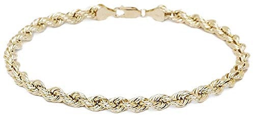 18 Carat 750 Gold Cord Bracelet Yellow Gold 4.40 mm Wide, 19 cm, Gold, gold