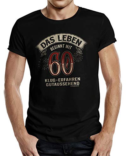 Geschenk T-Shirt zum runden Geburtstag: Das Leben beginnt mit 60 Jahren 2XL Nr.6396