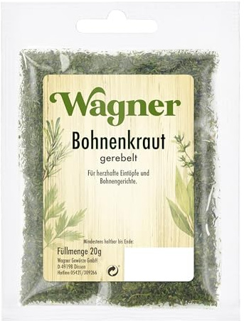 Wagner Gewürze - Bohnenkraut, gerebelt | 20 g im Beutel | Getrocknete Küchenkräuter zum Würzen von Suppen und Bohnengerichten