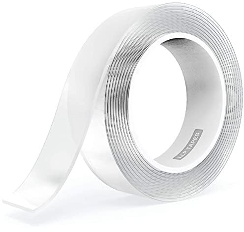 LLPT 10M Doppelseitiges Klebeband I Extra Stark Transparent Spurlos Nano Tape I Waschbares Hochleistungs-Gel-Klebeband für den Heimbüro-Laden Dekokartenposter Fotowand I 2,5cm x 10m(SN133)
