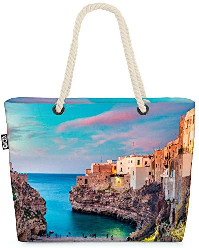 VOID Italien Polignano Hafen Strandtasche Shopper 58x38x16cm 23L XXL Einkaufstasche Tasche Reisetasche Beach Bag