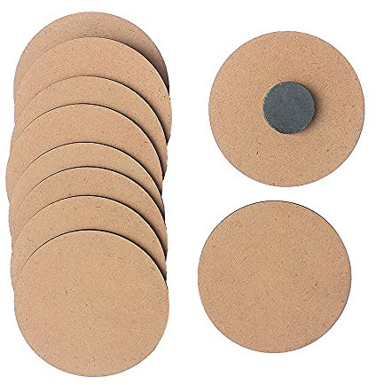 IVEI DIY MDF-Holzplatte, runder Bastelmagnet – Kühlschrankmagnete, leere Ausschnitte – 10er-Set – 3 mm – 7,6 cm Durchmesser zum Malen, Basteln, Decoupage, Kunstwerke aus Kunstharz und Dekoration