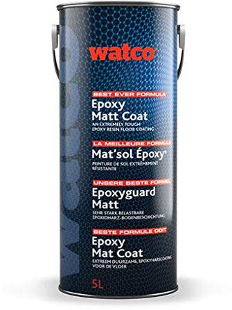 Watco Mat'sol Epoxy® peinture époxy effet mat pour sol béton industriel et trafic intense, 5L (Blanc Pur)