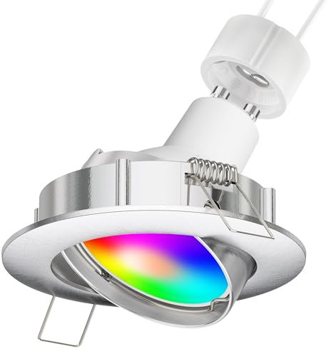 ledscom.de LED Decken-Einbaustrahler CIRC schwenkbar chrom matt inkl. Smart Home RGBW GU10 LED Lampe, 5,41W, 473lm