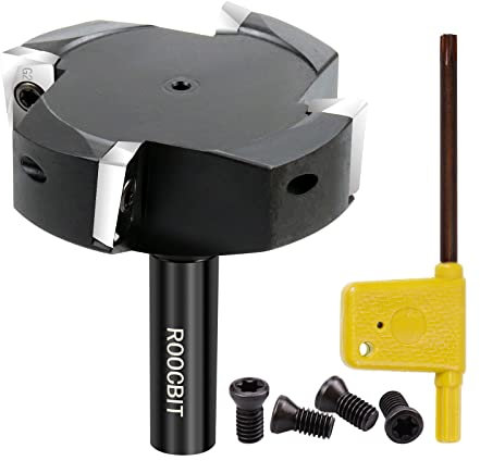 ROOCBIT CNC-Spoilboard-Oberfläche, Plattening-Fräser-Bit, 6,4 cm Schnittdurchmesser, 1,27 cm Schaft, geeignet für Aluminium und Holz