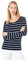 Tommy Hilfiger Women's Long Sleeve Scoop Neck Tee, Sky Captain/White Stripe, Large