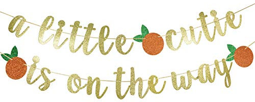 A Little Cutie Is On The Way Banner, Citrus-Banner, oranges Thema, Geburtstag, süße Babyparty, kleine süße Geburtstagsparty-Dekoration.