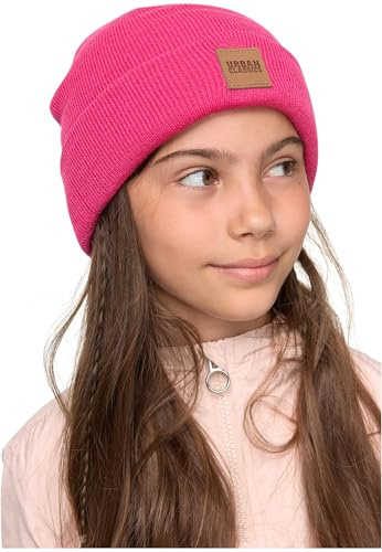 Urban Classics Kinder Mütze Logopatch Beanie Kids 2-Pack pink/Heatherwhite 134/140