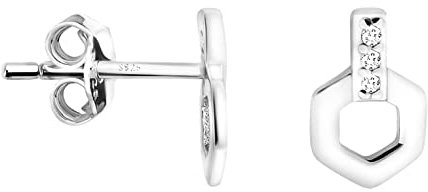 SOFIA MILANI - Damen Ohrringe 925 Silber - mit Zirkonia Steinen - Sechseck Hexagon Stab Ohrstecker - E1450
