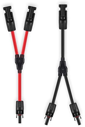 GENORTH 6 mm² Solarkabel Y Verteiler,1Y2 10AWG Solarpanel Y Stecker Solar Paar MMF und FFM,PV Y Kabel für Solaranlage Photovoltaik(Rot + Schwarz)