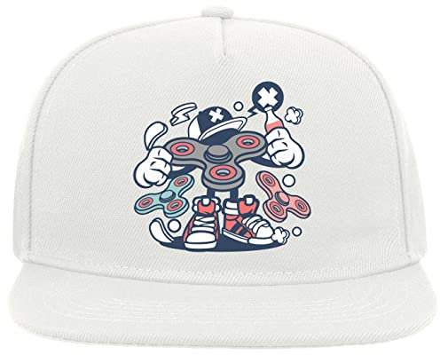 Fidget Spinner Urban Styled Art 5 Panel Snapback Flat Visor Cap Hat Baseballmütze Weiß