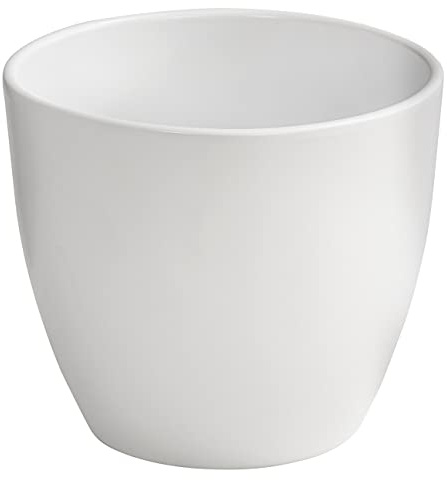 Dehner Übertopf Lina, Ø 22 cm, Höhe 19 cm, Keramik, weiß