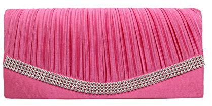 Insun Pochette da Donna con Catena Staccabile, Clutch Eleganti da Cerimonia, Borsa da Sera per Ballo di Fine Anno Festa Fucsia 2 22 x 10 x 6 cm