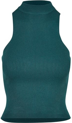 Urban Classics Damen Ladies Short Rib Knit Turtleneck Top T-Shirt, Jasper, S