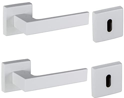 Bricolevante Maniglie Porta Interna Disponibile in più Varianti vendute in set - Maniglia Quadrata per Porte (Quadrata, Bianca)