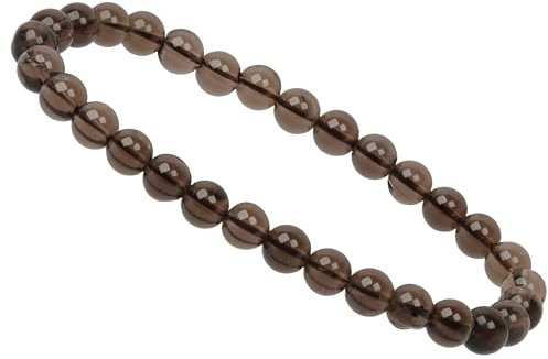ELEDORO Stretch Armband aus echten Edelstein-Perlen (6mm) – Perlenarmband für stilvolle Eleganz (Rauchquarz)