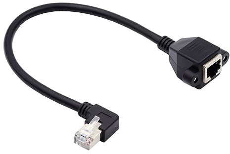 NFHK Linksgewinkeltes 90 Grad 8P8C FTP STP UTP Cat6 Stecker zu Buchse LAN Ethernet Netzwerk Verlängerungskabel mit Befestigungslöchern für Panelmontage