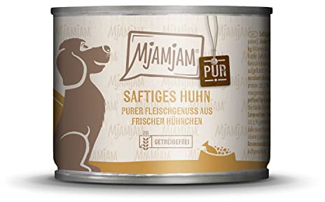 MjAMjAM - Premium Nassfutter für Hunde - saftiges Huhn pur, 1er Pack (1 x 200 g), getreidefrei mit extra viel Fleisch