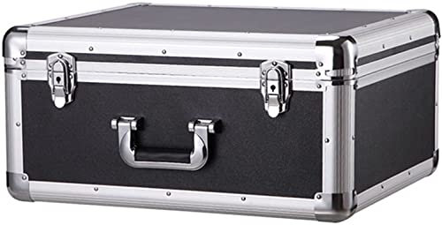 Toolbox Aluminium Hartschalenkoffer Werkzeugkasten, Werkzeugkasten Aktenkoffer Tragbare Aufbewahrungsbox Abschließbare Pillendosen, Geeignet für Arbeitsplatz und Familie, Schwarze Werkzeugkiste (Col