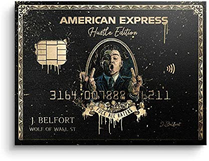 Royal American Express Amex black card Leinwand Wall Street Hustle Edition Wandbild Deko groß xxl Motiv mit premium Rahmen - DOTCOMCANVAS Version Blau, Größe 40 X 30 CM, Farbe Ohne Rahmen