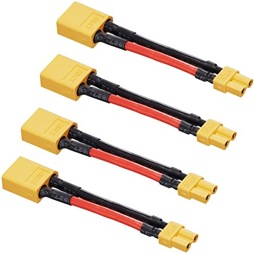 ZHOFONET XT60 Männlich auf XT30 Buchse Steckverbinder Adapter,5 Stück XT-30 zu XT-60 RC Stecker mit 14awg 5cm Draht für RC Drohne LiPo Akku