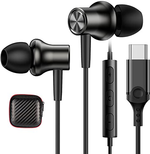 USB C Headphones for Google Pixel 8a 9 Pro 7a,In Ear Magnetic USB C Earphones Wired Type C Headphones with Mic for iPhone 16 Samsung Galaxy A55 A54 A35 A34 S24 S23 FE Ultra S22 S21 Oneplus 11 Nord 2T