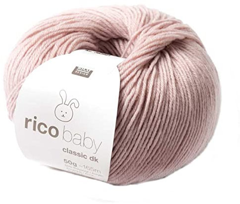 Rico Wolle Baby Classic dk, Babywolle weich und pflegeleicht zum Stricken oder Häkeln, 50% Polyamid, 50% Polyacryl, 50g 165m, Nadelstärke 3,5-4 mm (040 altrosa)