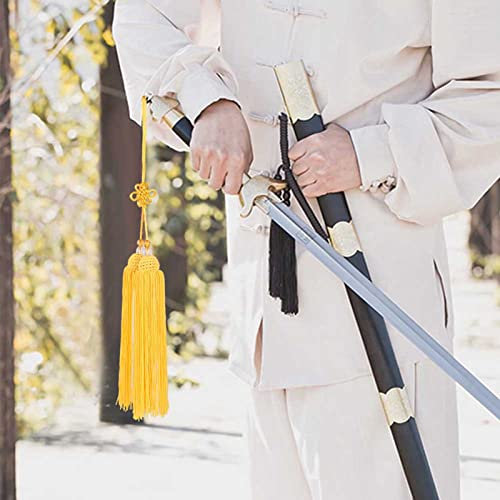 Arts Martiaux Chinois, épée Gland Jaune Court Tai Chi épée Kung Fu Taiji Glands (Pompon Stiletto Jaune)
