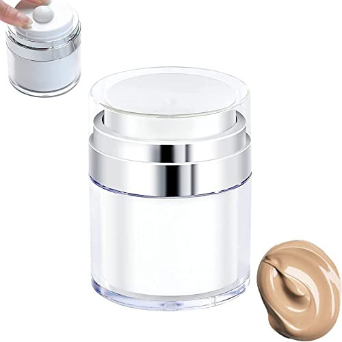 Ronds 50ML Airless Pump Conteneurs, Rechargeable Distributeur Crème Vides Pots, Plastique pour Baume Lèvres Échantillon