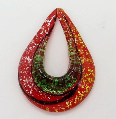 Colgante de Gota de Agua de Hoja de Cristal de Murano Hecho a Mano, Collar Apto, Gran Oferta, Regalos de joyería (Color : Rojo)